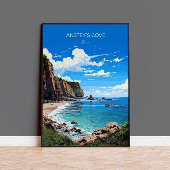 Ansteys Cove Travel England Devon Poster, Travel Inspired Home, Office And Gallery Wall Decor