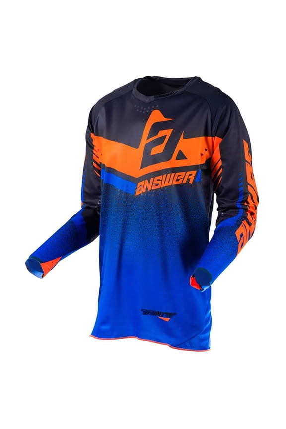 Answer A19 Trinity Mens MX Offroad Jersey Black/Cobalt/Fluorescent Orange LG
