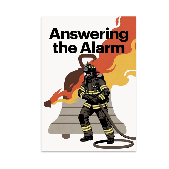 Answering the Alarm Firefighter Art - Heroic Service Enthusiast - 13x19 Poster Print