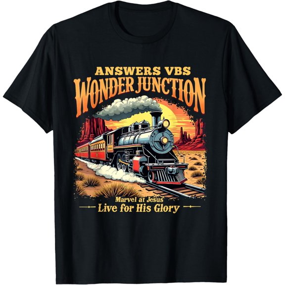 Answers VBS Wonder Junction Train Theme Design Journey Gear Graphic T-shirt