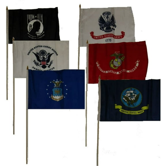 Ant 12x18 12"x18" Wholesale Lot of 6 U.S. Military w/Pow Pow Stick Flag