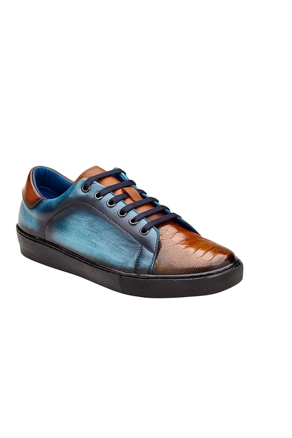 Ant. Brandy/Ant. Ocean Blue Ostrich Stone Shoe 10
