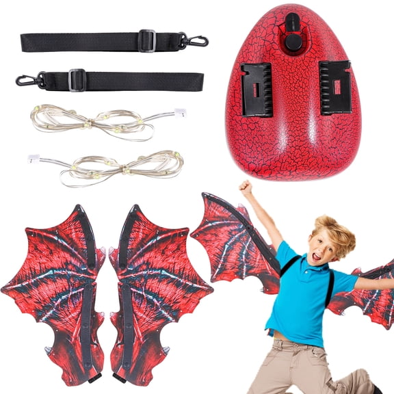 Ant Class Dragons Wings Toy for Kids, Electric Dinosaur Wings with LED Light Simulate Sounds for Birthdays Christmas Role Play , Red