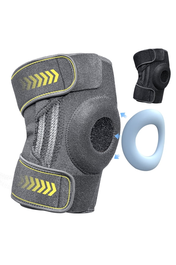 Knee Brace, Knee Compression Sleeve with Side Stabilizers & Patella Knee Pads, Knee Support for Meniscus Tear, ACL, MCL, Arthritis, Joint Pain Relief(Grey,XL)