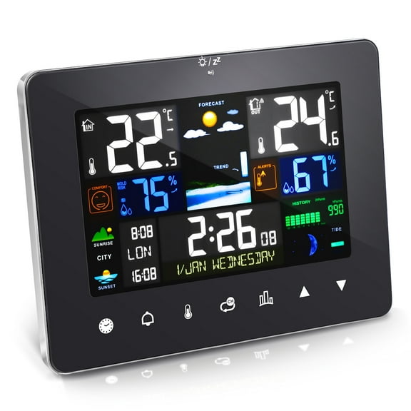 Ant Class Wireless Weather Station, Weather Thermometer Forecast Station with Calendar and Adjustable Backlight for Home with Outdoor Sensor