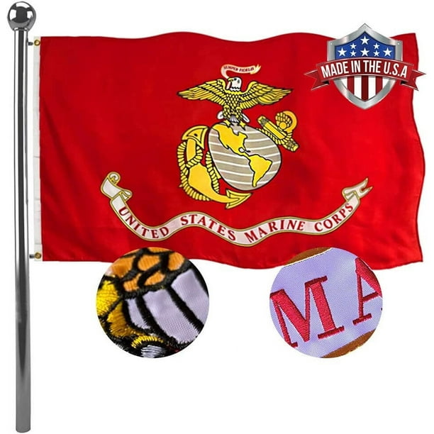 Ant Enterprises 2X3 Embroidered US Marine Corps EGA Red Flag Banner ...
