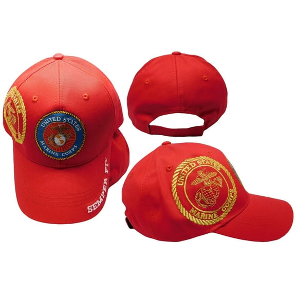 Ant Enterprises US Marine Corps Emblem Shadow Semper Fi Red Cap Hat - Officially Licensed