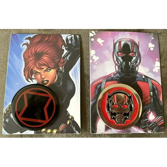 Ant Man black Widow 2015 Marvel metal Neca Avengers metal logo Pins Trading cards
