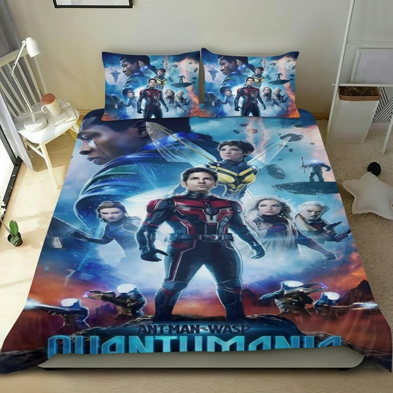 Ant-Man and the wasp quantumania Comforter Set 3 Piece Bedding Set Cute Duvet Cover Sets Super Soft Teens Bedding Set Kids Bedroom Gifts,1 Duvet Cover with 2 Pillowcases Full