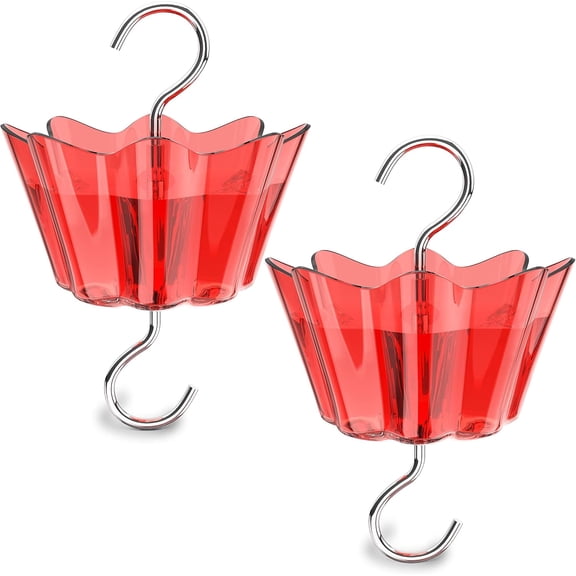 Ant Moat for Hummingbird Feeders, 2 Pack 6 OZ Ant Guard for Bird Feeders, Hanging Water Barrier for Outdoor Feeders, Red,3OZ