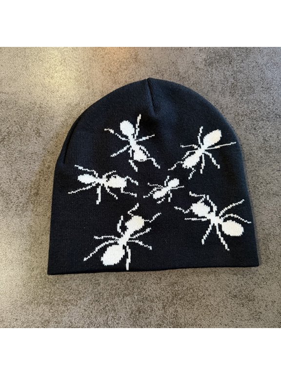 Ant Pattern Jacquard Knit Beanie Hat, Insect All‑Over Graphic Soft Stretchy Winter Skull Cap for Street Daily Outdoor Multiple Styles