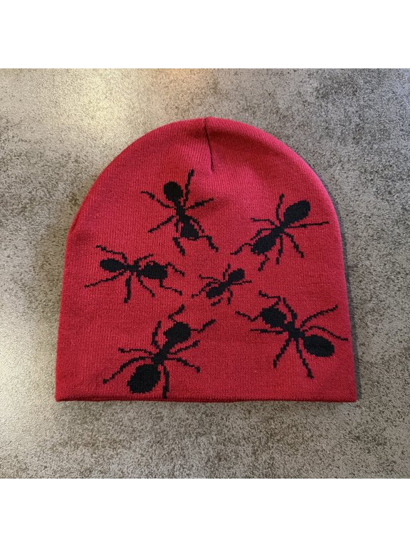 Ant Pattern Jacquard Knit Beanie Hat, Insect All‑Over Graphic Soft Stretchy Winter Skull Cap for Street Daily Outdoor Multiple Styles