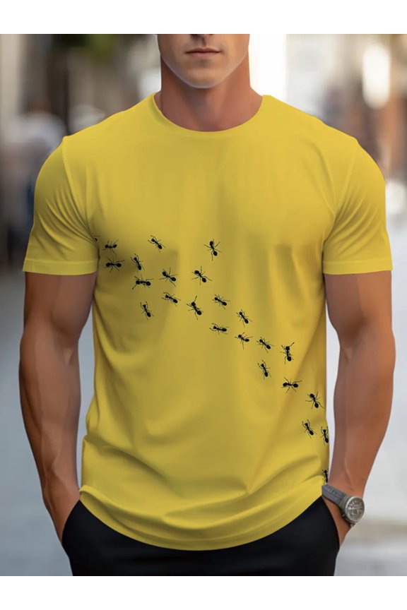 Ant pattern men's T-shirt: comfortable and durable, fashionable and versatile, suitable for leisure and sports - both daily wear and outdoor activities