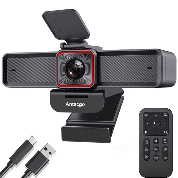 Antacgo 4K Webcam with AI Tracking,Remote Control 4K Web Camera/10X Digital Zoom 1080P 60fps Web cam for Video Calls/Meetings/Streaming/Skype/Zoom