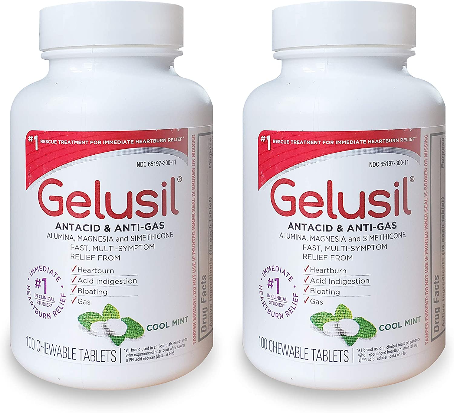 Antacid & Anti Gas Tablets Immediate Heartburn Relief, Acid Reflux Relief & Bloating and Gas