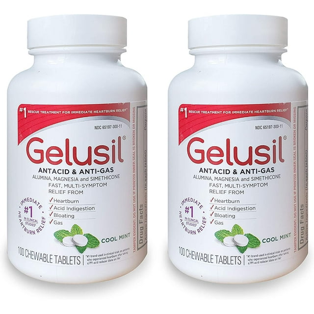 Antacid & Anti Gas Tablets for Heartburn Relief, Acid Reflux, Bloating