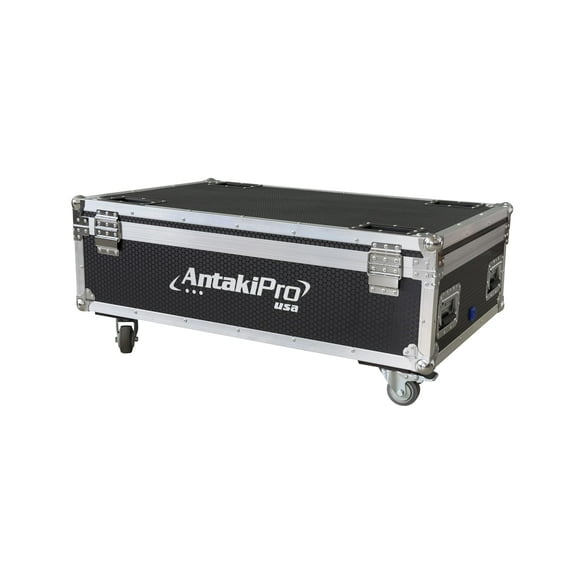 Antakipro AP-9X6CASE 9 x 6 in. Pro Rolling Road Flight Case 12-Bay Charging Case with Wheels - Black