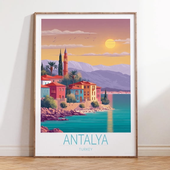 Antalya Turkey Coastal City Skyline Wall Art Unframed Paper Print