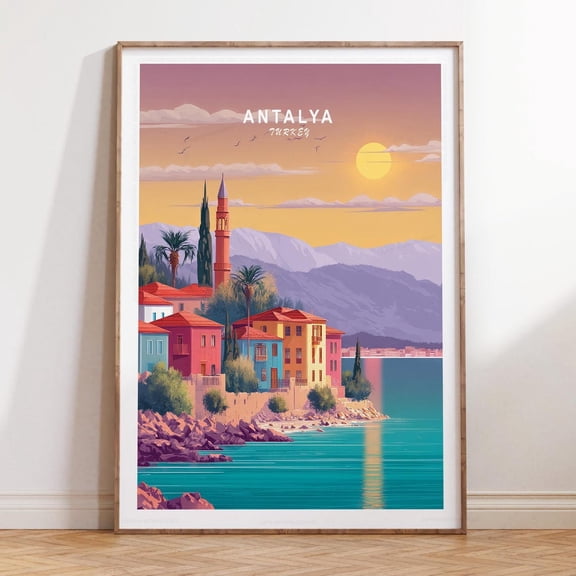 Antalya Turkey Mediterranean Harbor Wall Art Unframed Paper Print