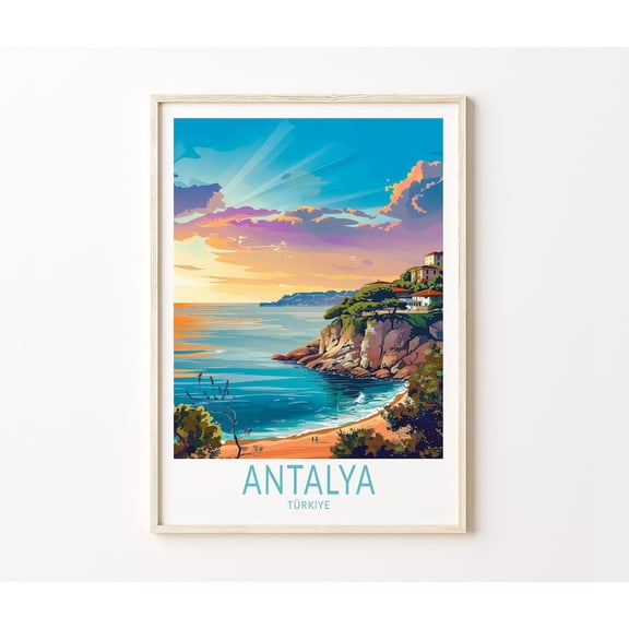 Antalya Turkey Mediterranean Turquoise Coast City Wall Art, Unframed Paper Poster 8x10in