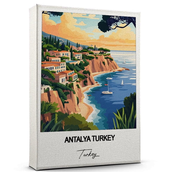 Antalya Turkey Travel Poster Canvas  Turkey Canvas  Unique Gift Idea for Home, Office, or Living Space