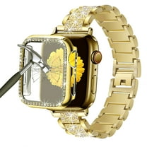Antank Watch Strap for Apple Watch Series 4 5 6 SESE Women Bling Bracelet Metal Wrist Band with Protective Case Compatible with Apple Watch Band 40 mm