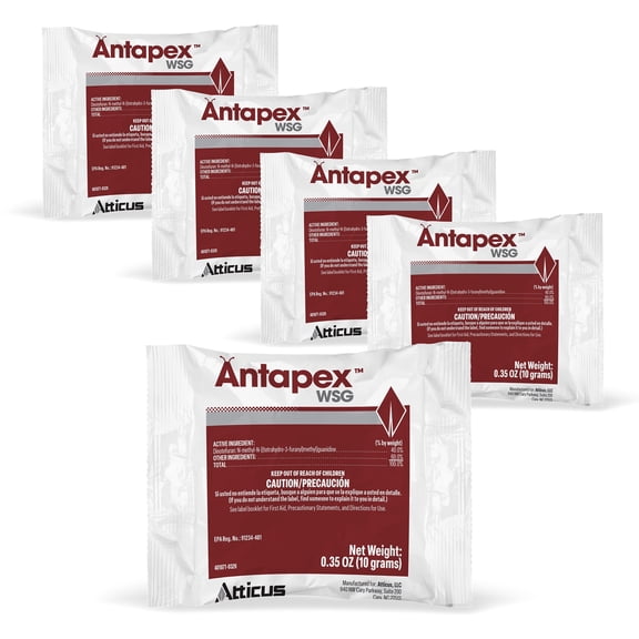 Antapex WSG Insecticide (5x10-Gram) Indoor & Outdoor Pest Control for Ants, Bed Bug, German Cockroaches, Fleas, Flies & Stink Bugs - Ant & Roach Killer, 40% Dinotefuran Concentrate