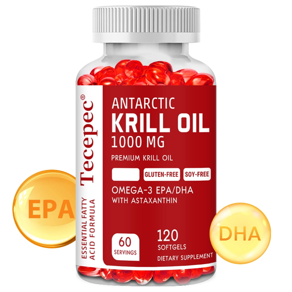 Antarctic Krill Oil 1000 mg with Omega-3s EPA, DHA, Astaxanthin and Phospholipids 120 Softgels