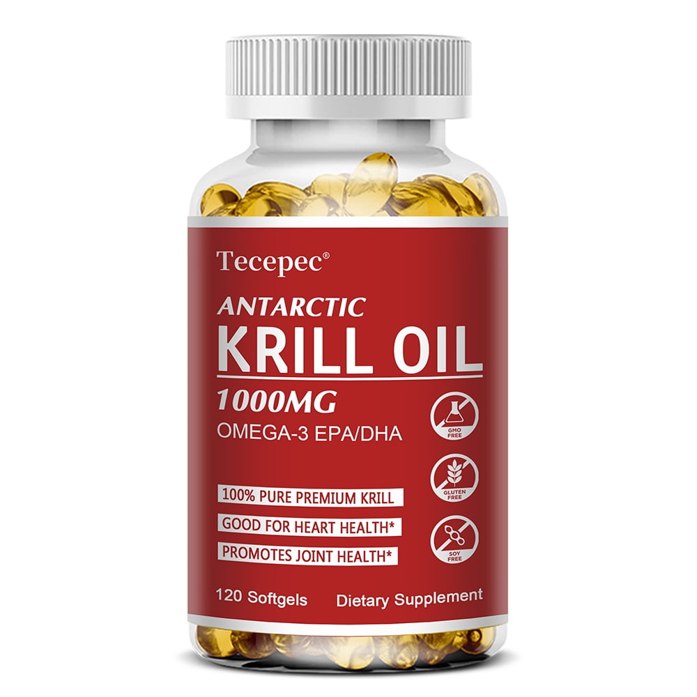Antarctic Krill Oil 1000 mg with Omega-3s EPA, DHA, Astaxanthin and Phospholipids - Promotes Joint &Muscle Recovery - 120 Softgels