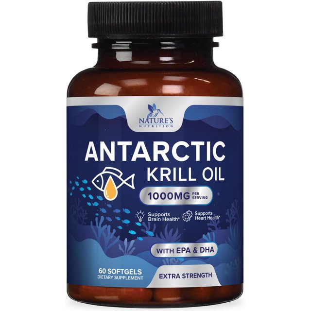 Antarctic Krill Oil 1000mg, Omega3s EPA, DHA, with Astaxanthin