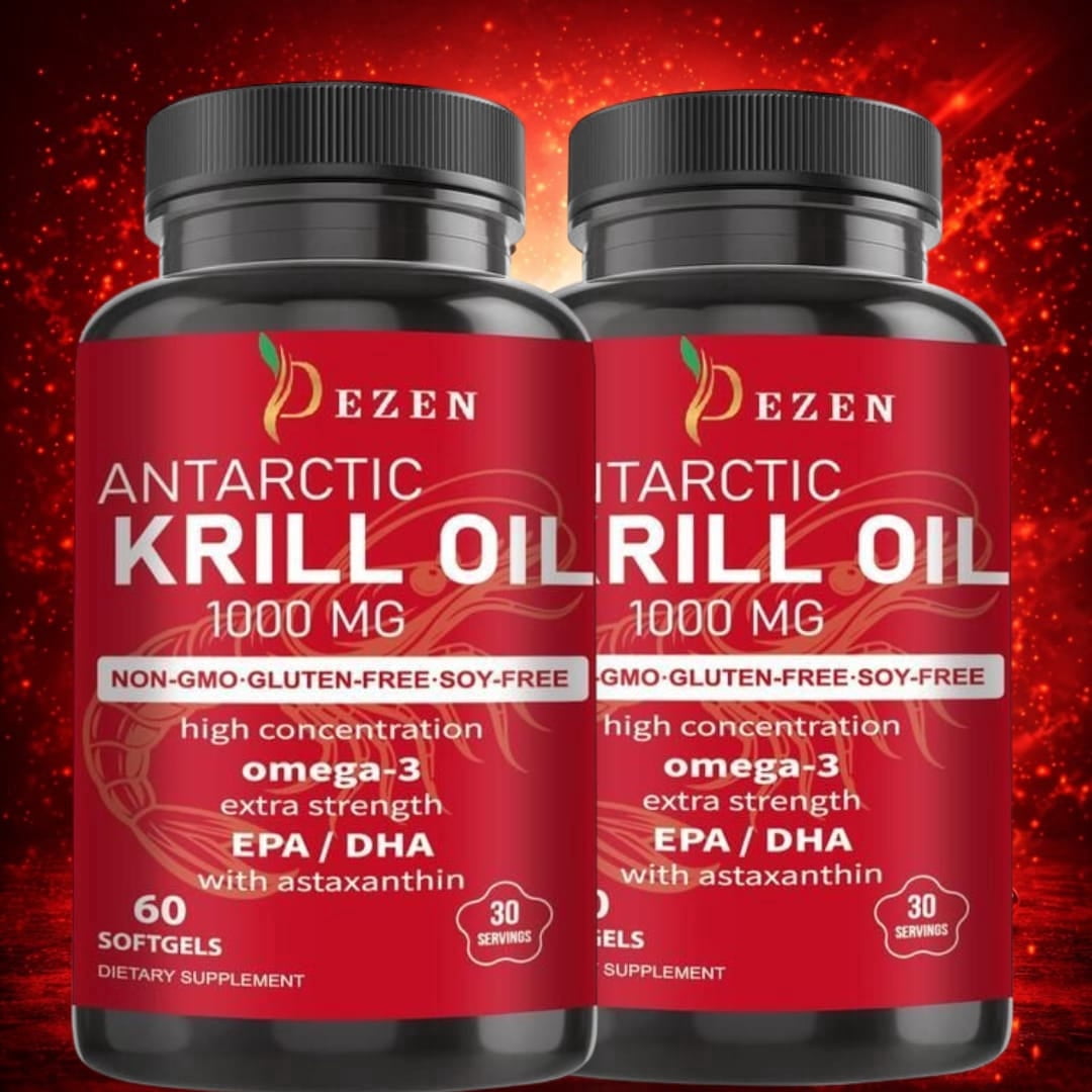 Antarctic Krill Oil 1000mg Softgels, Omega 3 EPA & DHA Supplement with Astaxanthin, Heart & Joint Support, Pack 2
