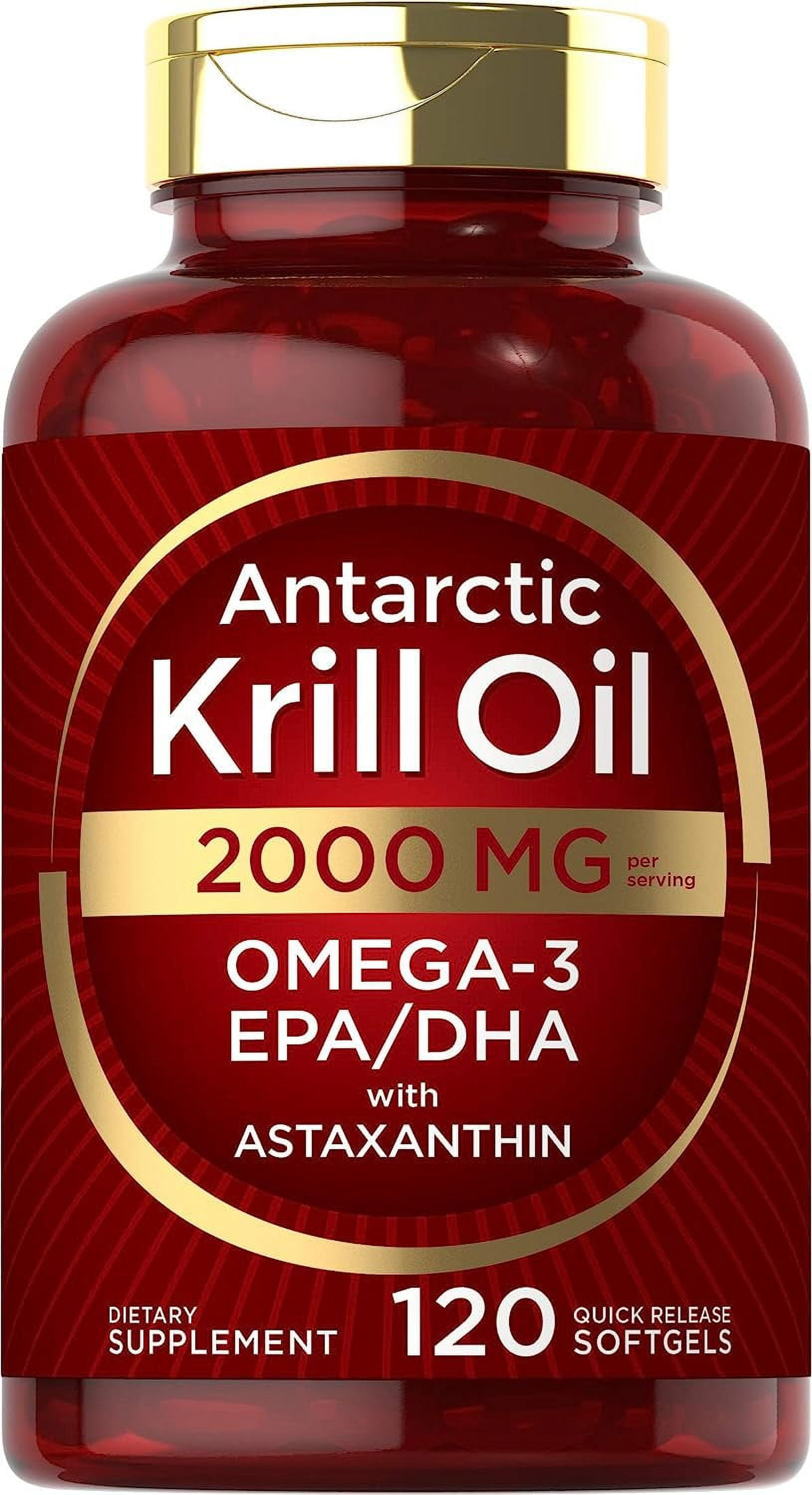 Antarctic Krill Oil 2000 mg | 120 Softgels for Men and Women | Omega-3 with Astaxanthin | by Carlyle