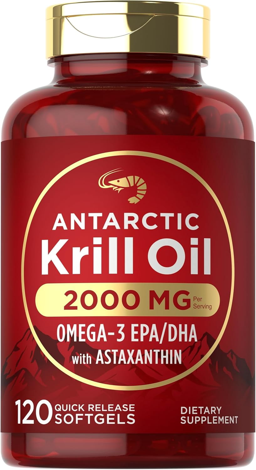 Antarctic Krill Oil 2000 mg | 120 Softgels for Men and Women | Omega-3 with Astaxanthin | by Carlyle