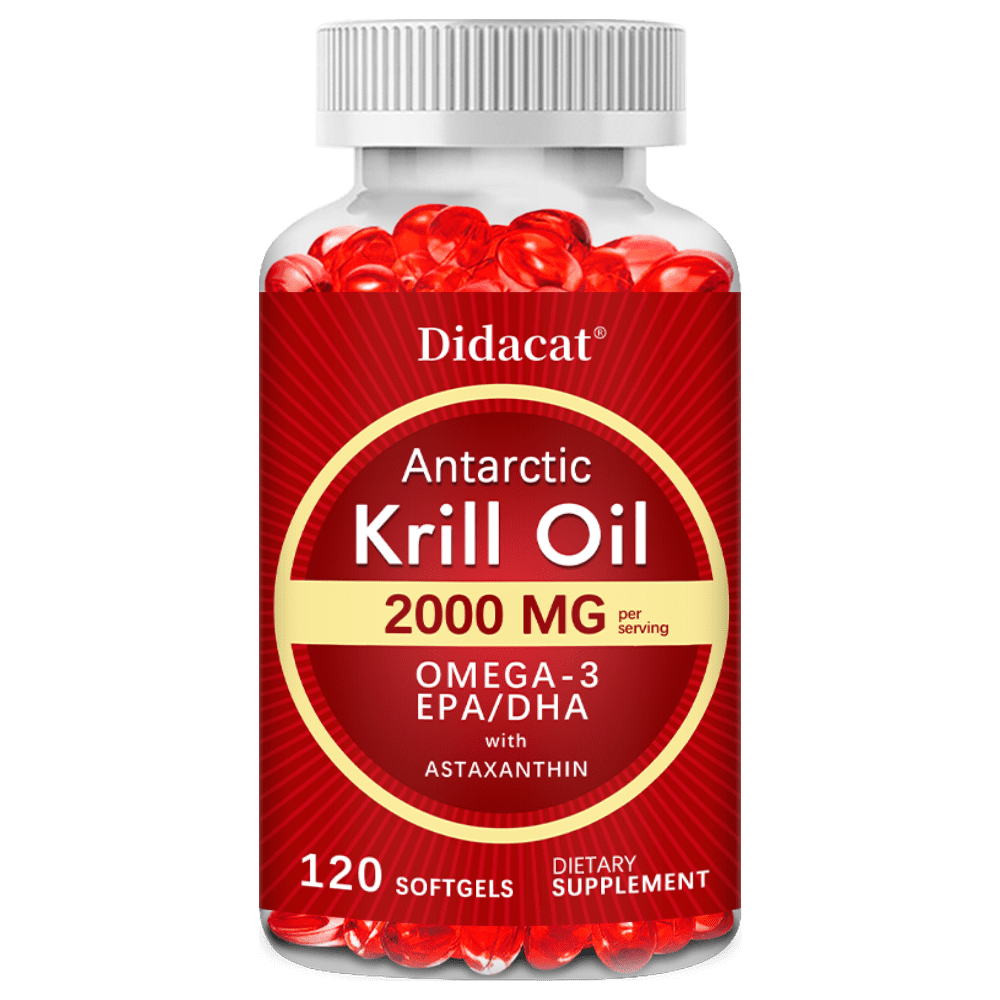 Antarctic Krill Oil 2000 mg with Omega-3s EPA, DHA, Astaxanthin and Phospholipids 120 Softgels (60 Servings)