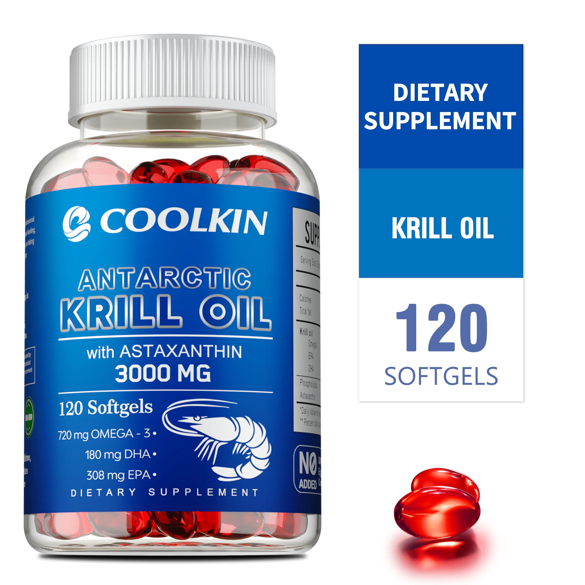 Antarctic Krill Oil 3000mg - with Omega-3 EPA, DHA, Astaxanthin ...