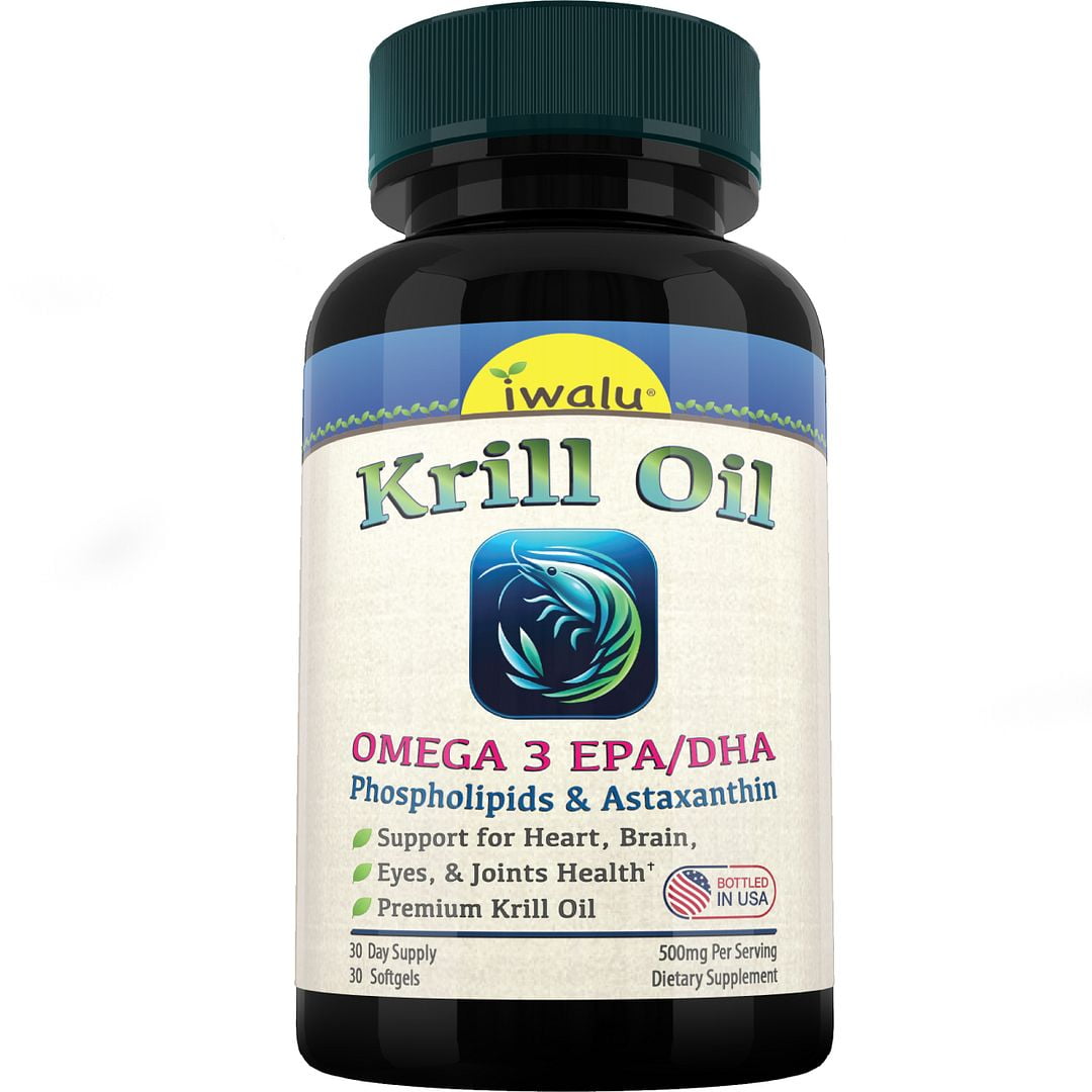 Antarctic Krill Oil | Omega 3 6 9 - Astaxanthin EPA, DHA Fatty Acid Supplements - Red Krill, Maximum Strength, Laboratory Tested, 500mg Mini Fish Oil - Women, Men, Kids, Burpless Softgels IWALU 30ct