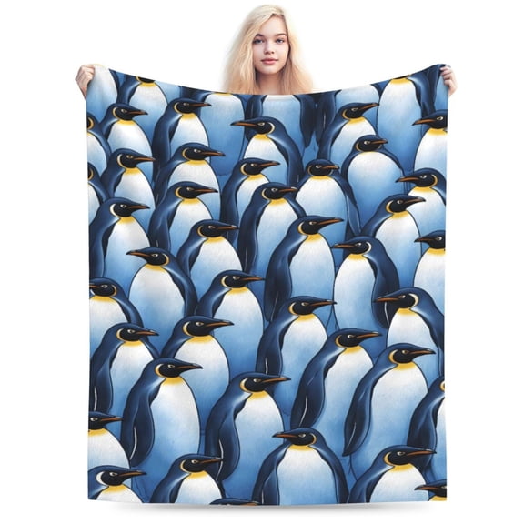 Antarctic Penguins Blanket Gifts for Adults Cartoon Flannel Throw Blankets for Home Couch Bed Sofa Soft Fuzzy Lightweight Decor All Season 60x50