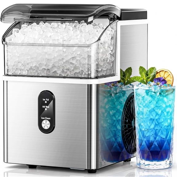 Antarctic Star Nugget Ice Maker Countertop,35Lbs/24H Portable Pebble Ice Maker with Chewable Pellet ice,First Ice in 7 Mins,Self-Cleaning Electric Ice Machine for Home,Office(Stainless Steel)