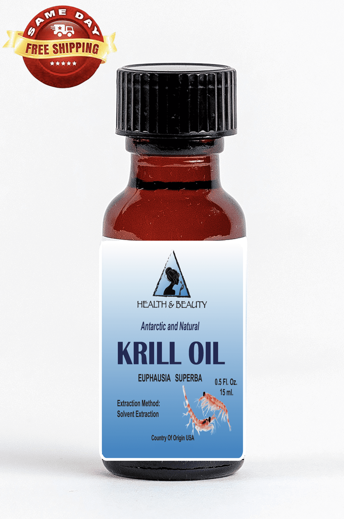 Antarctic krill oil natural by h&b oils center anti aging glass bottle 0.5 oz