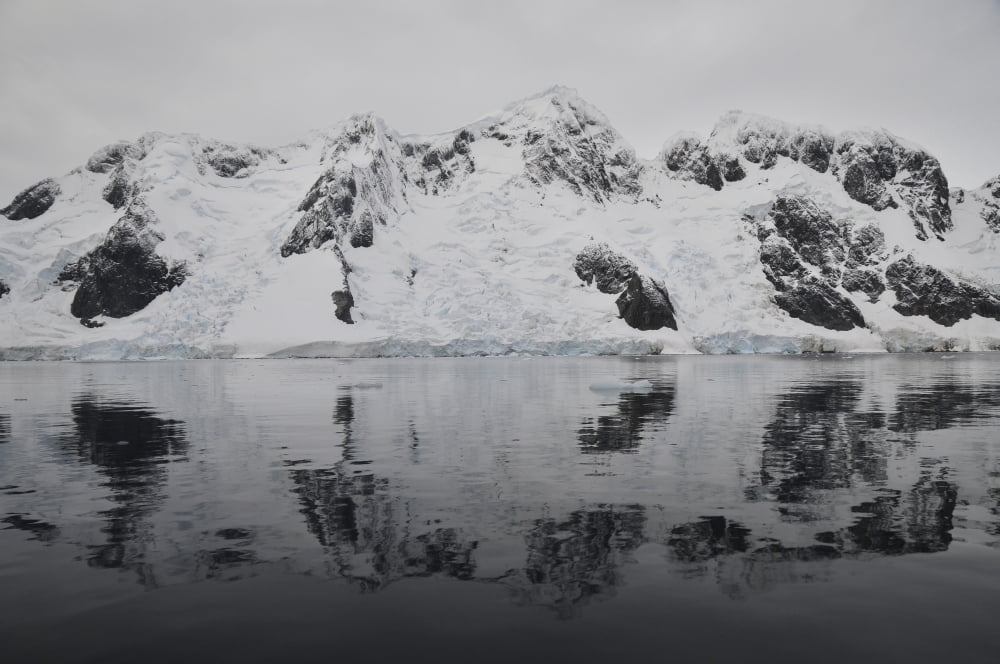 Antarctic mountains reflected in the sea Antarctica Canvas Art - Mathieu MeurStocktrek Images (35 x 23)