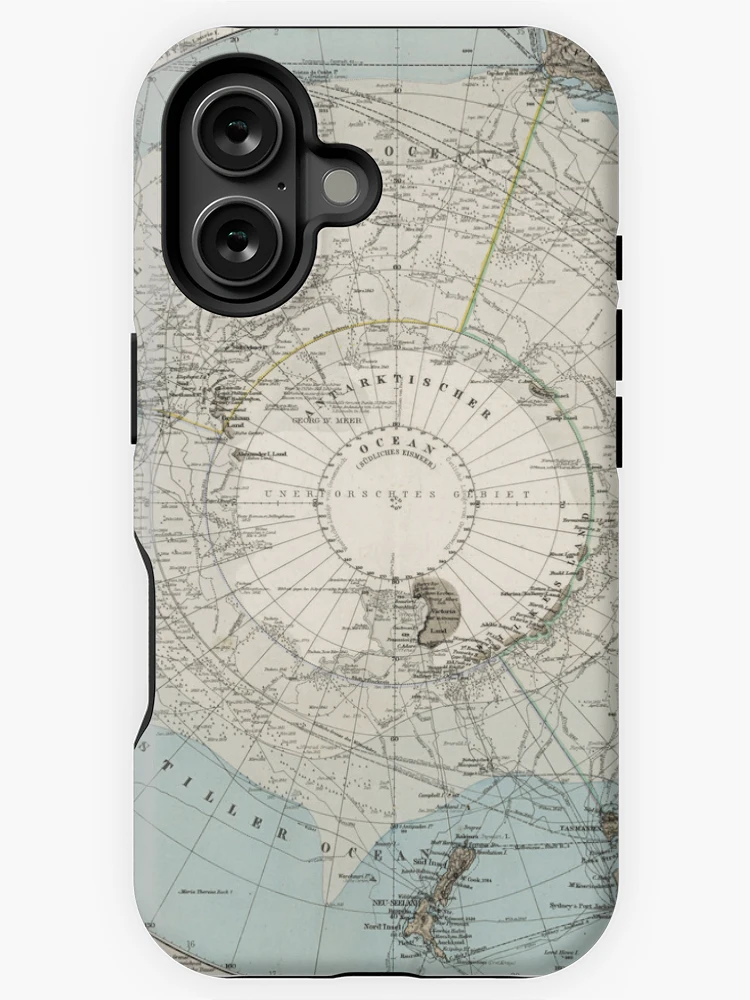Antarctica 1894 Vintage South Pole Map iPhone 16/15/14/13/12/11 Pro Max ...