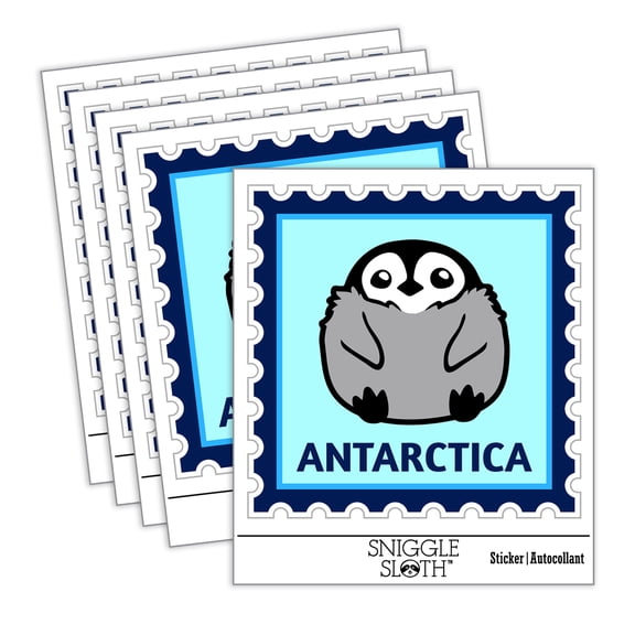 Antarctica Travel Baby Emperor Penguin Car Window Bumper Water Bottle Phone Tablet Laptop Waterproof Vinyl Decal Sticker Set 5-Pack - Gloss Finish - 5.0"