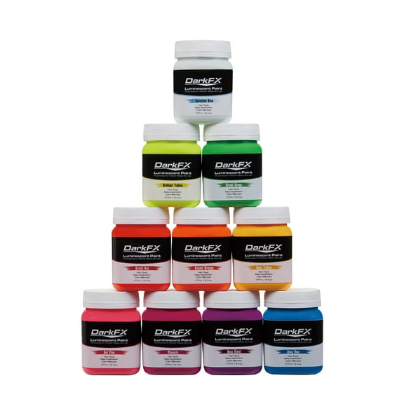 Antari DarkFX - UV Luminescent Paint Variety Pack - 10 Colors (6 Ounce Bottles)