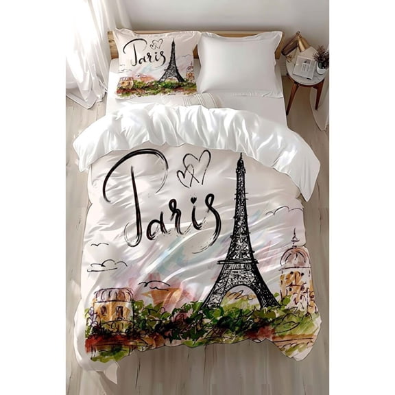Antdecor Paris in Love Duvet Cover Set  Printed Bedspread & Pillowcase