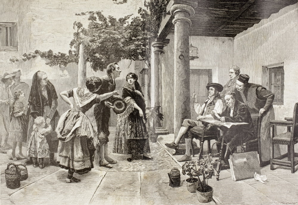 Ante El Alcalde Before The Mayor After A Painting By Spanish Artist Julio Worms From El Mundo Ilustrado Published Barcelona 1880 Canvas Art - Ken Welsh Design Pics (17 x 12)