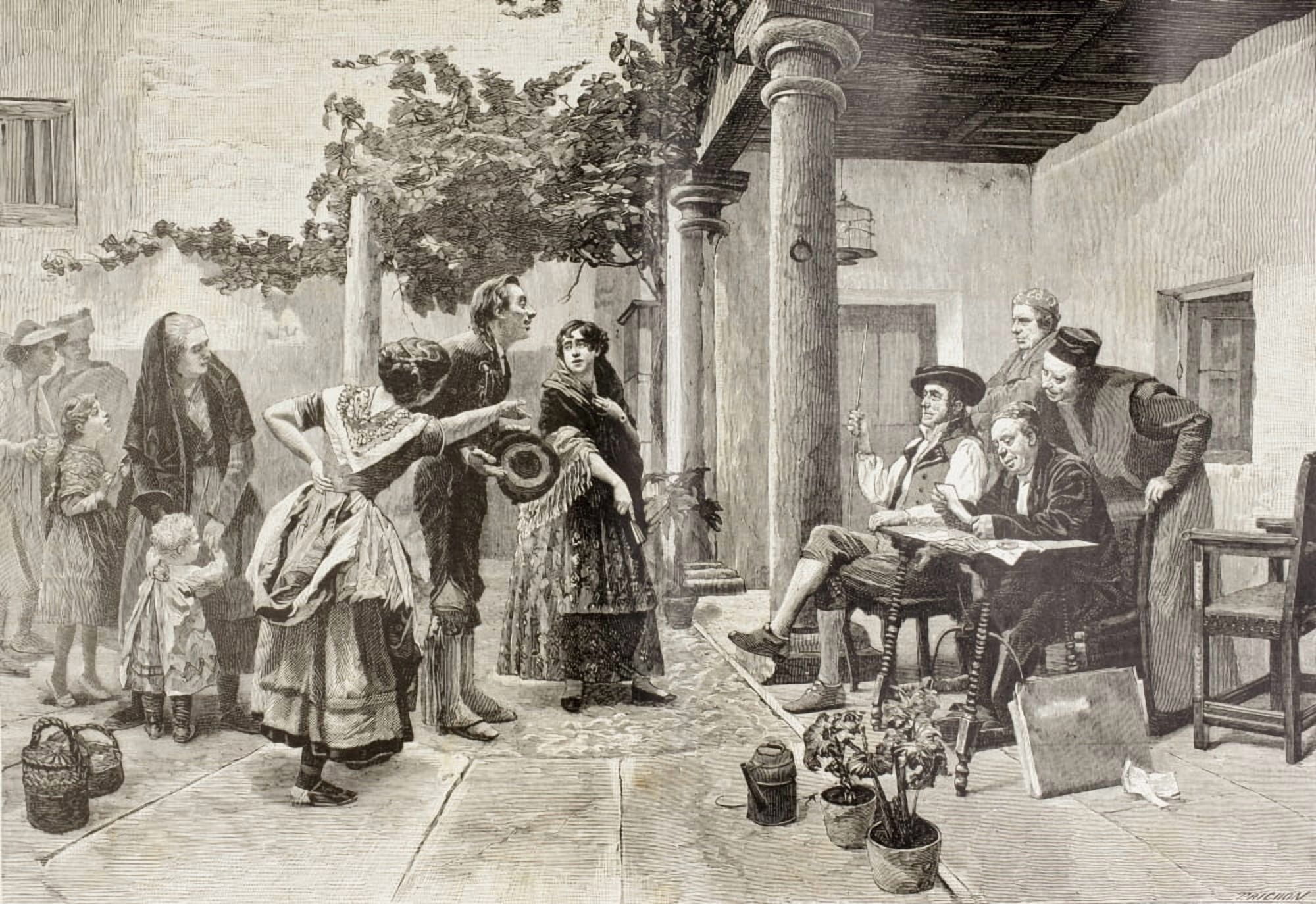 Ante El Alcalde Before The Mayor After A Painting By Spanish Artist Julio Worms From El Mundo Ilustrado Published Barcelona 1880 Canvas Art - Ken Welsh Design Pics (34 x 24)