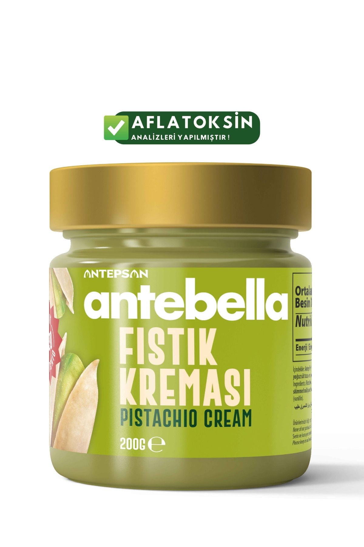 Antebella Premium Pistachio Cream Spread – 30% Turkish Pistachio Paste, Natural & Gluten-Free Pistachio Butter for Desserts & Dubai Chocolate – 7.05 oz (200g)