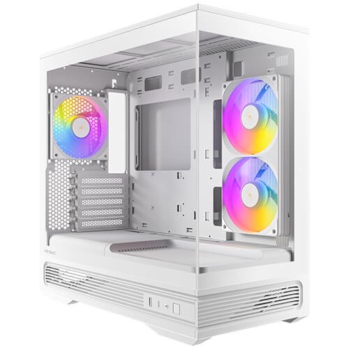 Antec C2M ARGB WHITE 270 degree Full-view Tempered Glass Compact MicroATX PC Case, 2 ARGB PWM Fans Included, Support 360mm Radiator & 415mm GPU