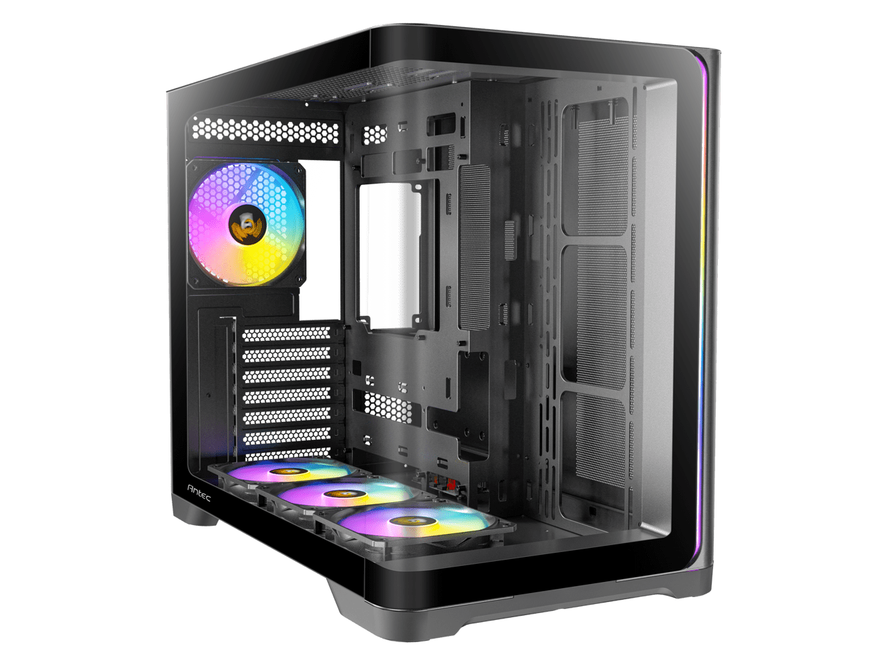 Antec C5 CURVE ARGB Mid-Tower ATX PC Case - C5 Curve ARGB - 7 x 120 mm ARGB PWM Fans Included - Type-C 3.2 Gen 2 Port - Seamless Tempered Glass Front & Side Panels - 360 mm Radiator Support