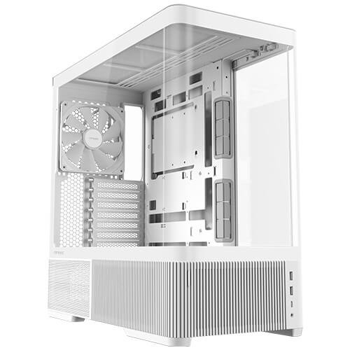Antec C6 Curve Air White ATX Mid-Tower Case, Panoramic Tempered Glass, High Airflow, 3 PWM Fans Included, Support 360mm Radiator & 450mm GPU, Type-C 10Gbps
